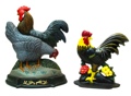 Cast Iron Hen & Rooster Doorstops 2 Sets