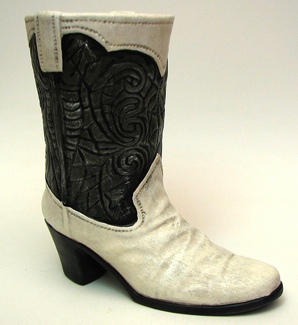 Terracotta Western Boot PewterAntique White