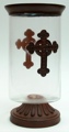 Large Glass Cross Candleholder