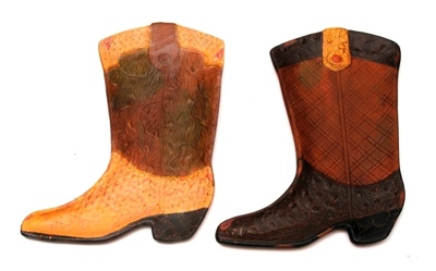 Terracotta Cowboy Boot Wall Plaque Set of 2