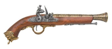 Pirate Flintlock Pistol Brass Finish Non Firing Replica Gun