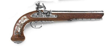 Classic French Dueling Pistol Silver Non Firing Replica Gun