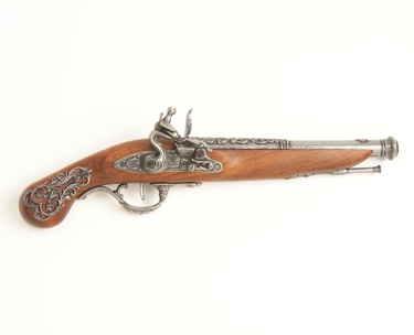 Uniquely Engraved British 18 Century Flintlock Pistol Non Firing Replica