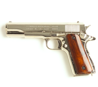 M1911 Govt Semi Auto Nickel Finish Non Firing Replica Gun