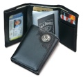 Black Trifold Wallet Metal Logo