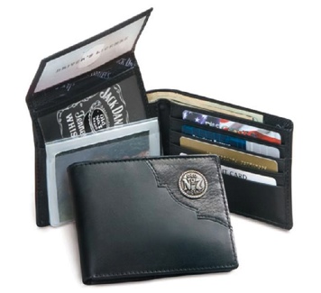 Black Billfold Wallet Metal Logo