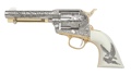 Deadwood Fast Draw Revolver Elaborate Nickel Engraving Non Firing Replica Gun