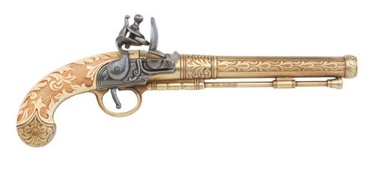 Engraved Belgian Flintlock Gold Finish Non Firing Replica Gun