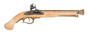 Deluxe Flintlock Pistol Brass And Ivory Finish Non Firing Replica Gun