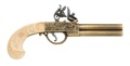 English Double Barrel Flintlock Pistol Gold Finish Non Firing Replica Gun