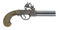English Double Barrel Flintlock Pistol Gray Finish Non Firing Replica Gun