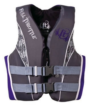 Absolute Outdoor Ladies Full Throttle Neoprene-Nylon Watersport Vest (Gray/Purple 40-44-Inch Chest/ Adult Large)