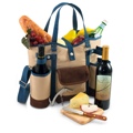 Wine Country Tote Tan Blue Trim