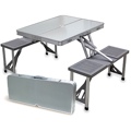 Folding Table with Seats Aluminum Gray PP Seats