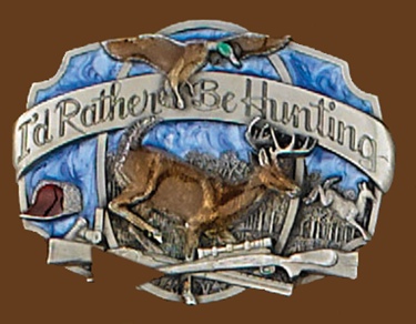 Id rather be hunting belt buckle 3-1/8 x 2-1/4