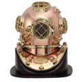 18in dive helmet replica with wood stand
