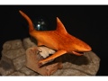 SMALL TIGER SHARK CARVING ON DRIFT WOOD BASE SEA LIFE decor