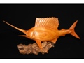 BLUE MARLIN SCULPTURE ON DRIFT WOOD BASE