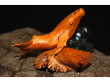 Humpback Whale Sculpture On Drift Wood Base Hawaii Dolphin