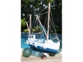 FISHING BOAT BLUE COASTAL 20 HAND CARVED COASTAL decor