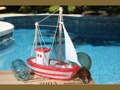 FISHING BOAT RED COASTAL 10 HAND CARVED COASTAL decor