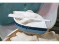 NAUTICAL BOAT W PADDLE BLUE COASTAL 4 HAND CARVED COASTAL decor