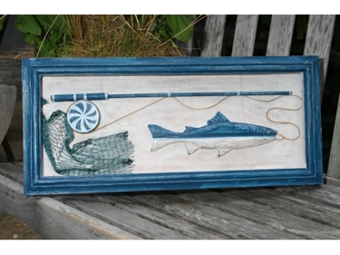 Fishing Gear Shadow Box Rustic Blue Coastal 22 Coastal Decor
