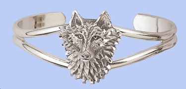 Wolf Head Bangle Bracelet
