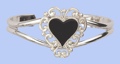 Onyx Inlay Heart Bangle Bracelet