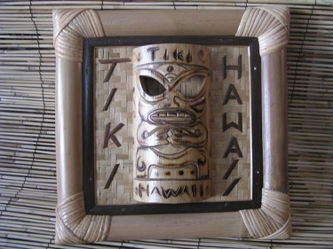 BAMBOO TIKI SIGN TIKI HAWAII W BAMBOO TIKI MASK TIKI BAR DECOR