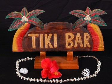 WELCOME SIGN TIKI BAR W PALM TREES COASTAL DECOR