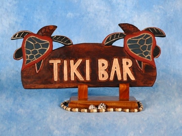 TIKI BAR SIGN W TURTLES TIKI BAR DECOR