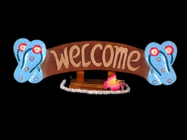 BEACH WELCOME SIGN W  SLIPPERS BEACH DECOR