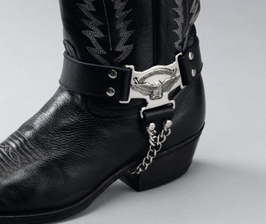 Leather Boot Straps with American Cowboy Eagle