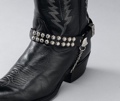 Black Leather Boot Chains with Star Studs