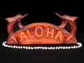 WELCOME SIGN ALOHA W DOLPHIN TROPICAL HOME DECOR