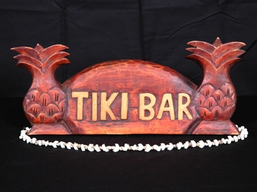 Welcome Sign Tiki Bar W Pineapple Dark Stain