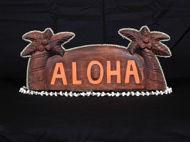 Welcome Sign Aloha W Palm Trees Rope Nautica