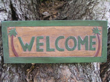Welcome Palm Trees Tiki Sign 16 Carved Painted Home Decor