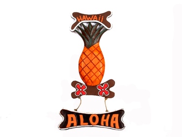 PINEAPPLE WELCOME SIGN HAWAII ALOHA 24 WALL HANGING