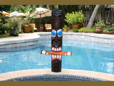 Welcome Aloha Tiki Totem 39 Hand Painted Surf Decor