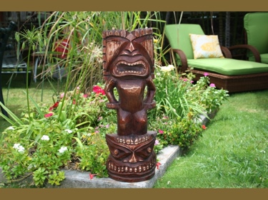 Stacked Tiki Ku Kane 24 Hawaiian Decor