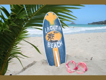 Laguna Beach Surf Sign W Fin 20 Surfing Decor