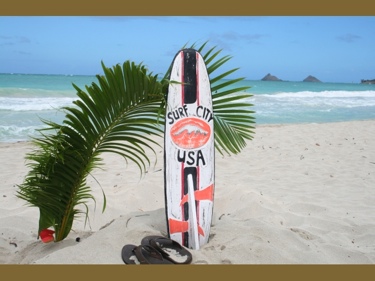 SURF CITY USA SURF SIGN W FIN 40 SURFING DECOR