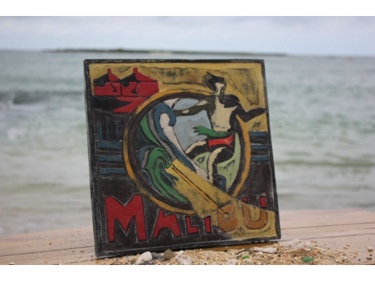Malibu California Vintage Surf Sign 12 Made In Hawaii