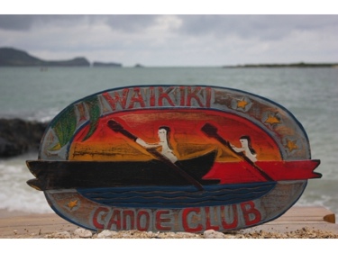 Waikiki Canoe Club Vintage Outrigger Canoe Sign 22 Made In Hawaii