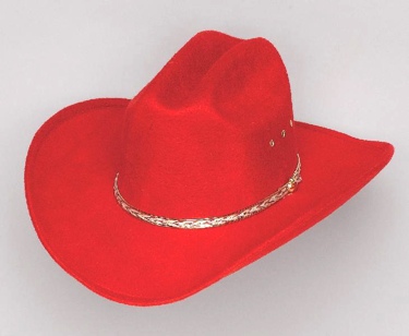 *RED* COWBOY FLT HAT *ELASTIC