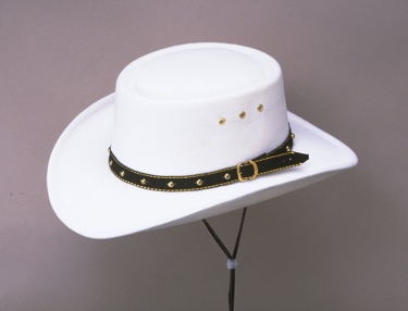 White Faux Felt Gambler Hat Sized 