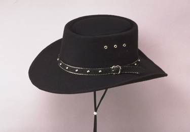 Black Faux Felt Gambler Hat *Elastic 