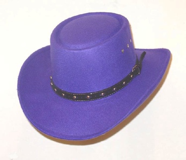 Purple Faux Felt Gambler Hat *elastic 